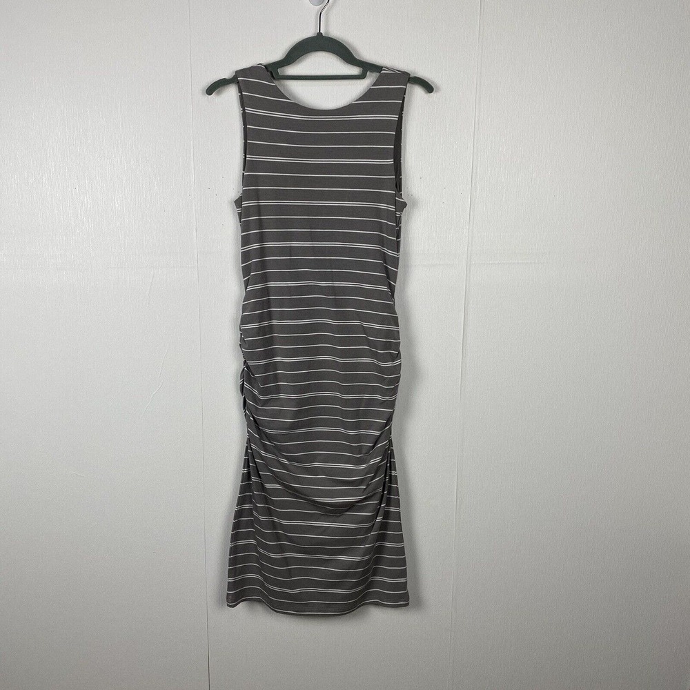 Athleta Woman’s Striped Cotton Blend Sleeveless Ruched Midi Dress Size Small